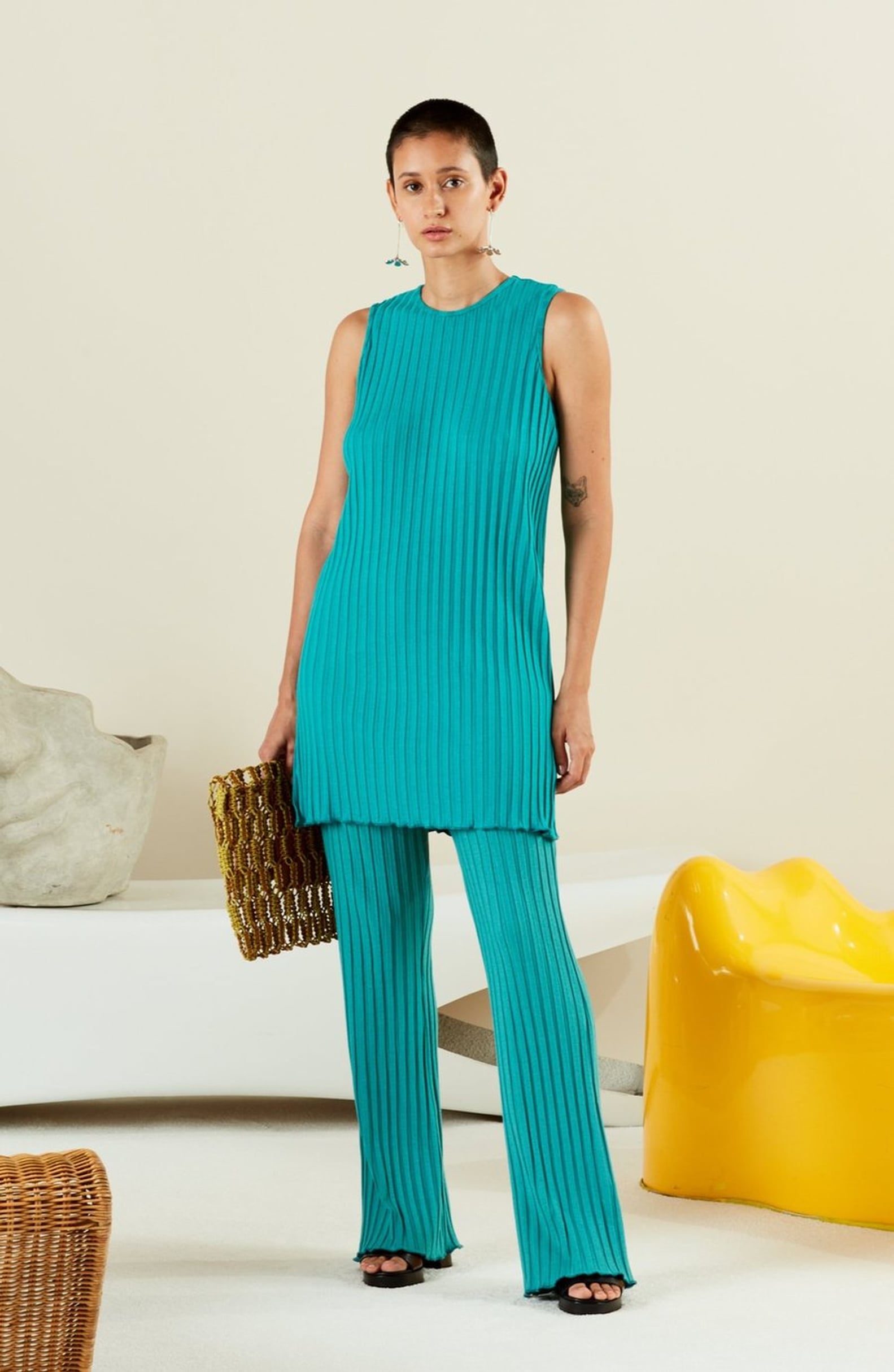 ribbed crew neck dress