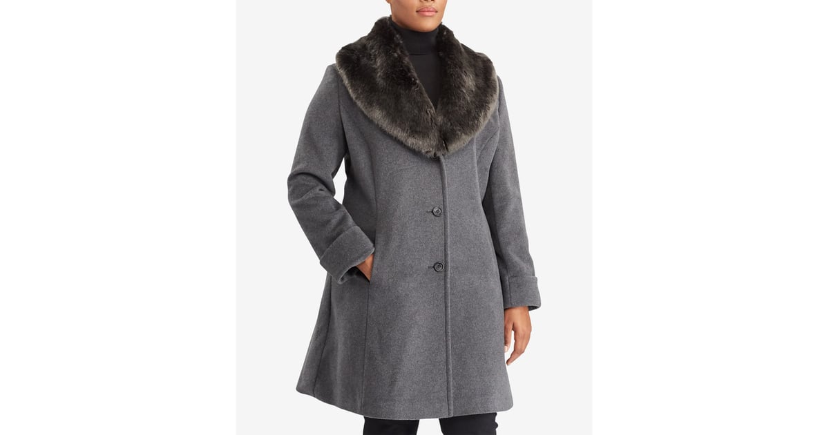 Lauren Ralph Lauren Plus Size Faux-Fur-Collar Shawl Coat | 15 Chic and  Comfy Coats For Curvy Figures — Starting at Just $85 | POPSUGAR Fashion  Photo 6