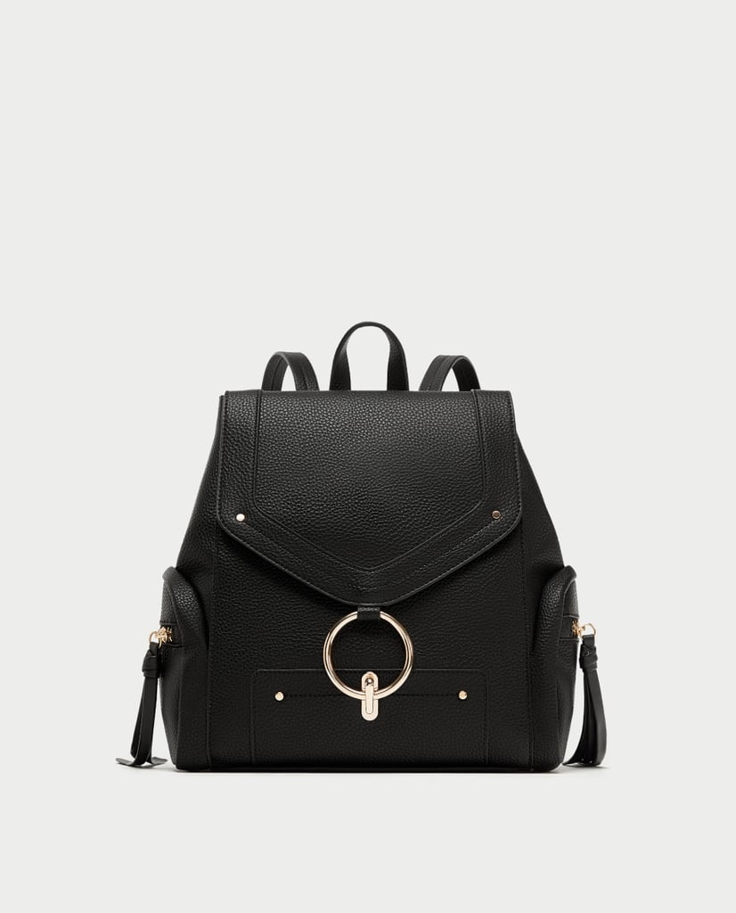 small black leather rucksack