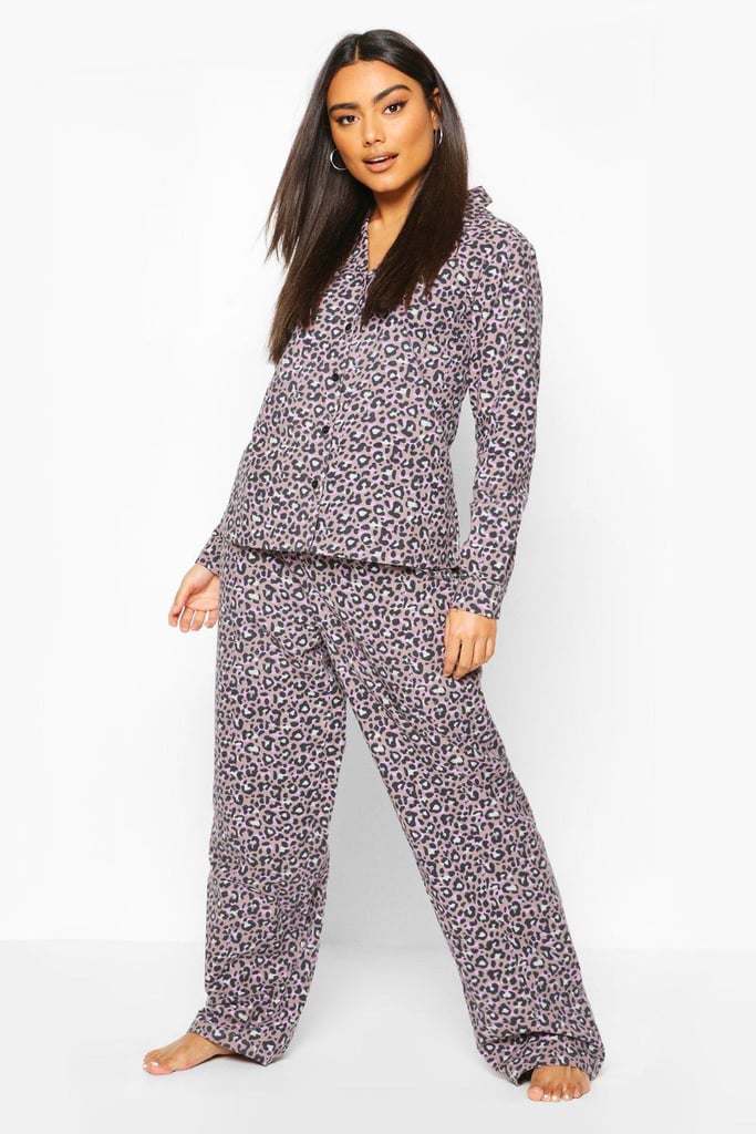 Brushed Leopard Button Through Pajama Set