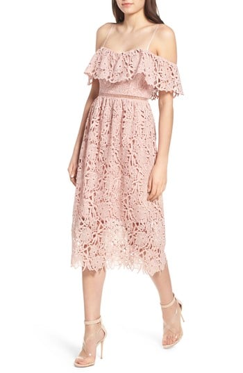 ASTR the Label Lace Off the Shoulder Midi Dress