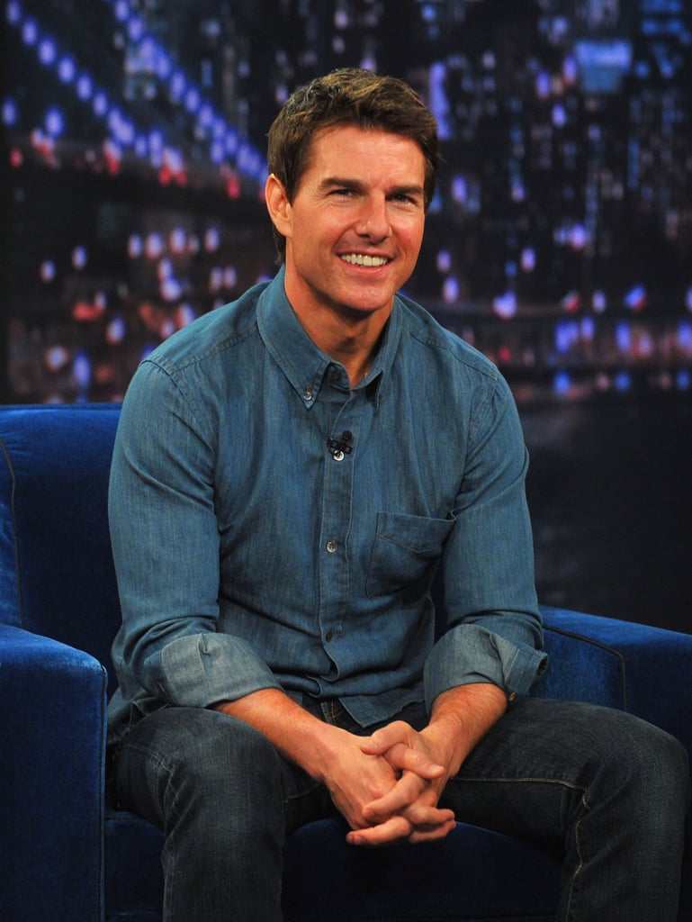 Tom Cruise looked perfectly tanned for a stop on Late Night With Jimmy Fallon in NYC in April 2013.