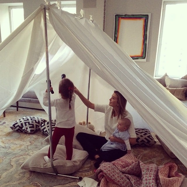 Ivanka Trump made the most of the snowy weather by creating a living room campout for Arabella and Joseph Kuschner, complete with s'mores, pizza, and flashlights.
Source: Instagram user ivankatrump