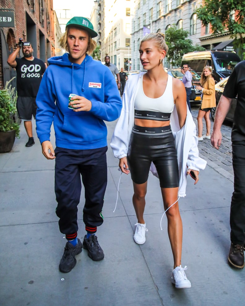 Hailey Baldwin Rocks Spandex Shorts & Sports Bra: Shows Off Toned