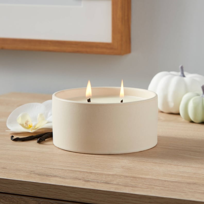 A Pretty Candle: Threshold Ceramic 2-Wick Wooden Vanilla Pumpkin Candle