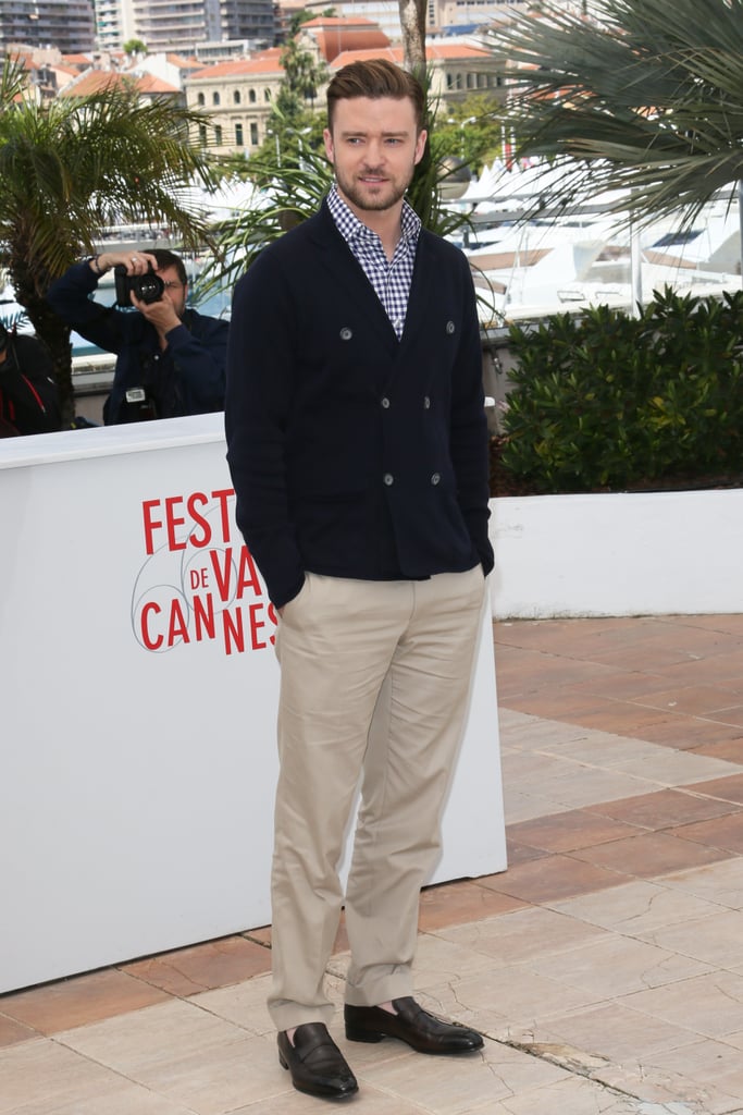 Justin was at his most preppy in khakis and nautical-inspired coat at a Cannes press event for Inside Llewyn Davis.