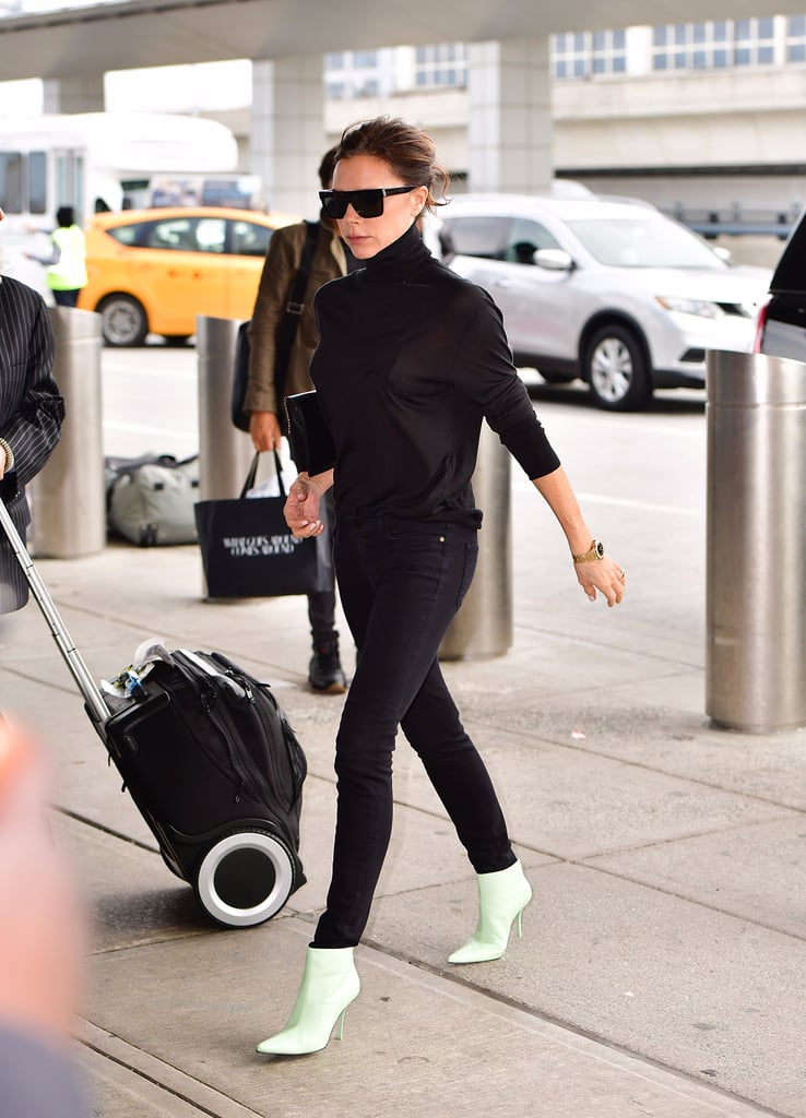 Victoria Beckham Mint Boots at the Airport