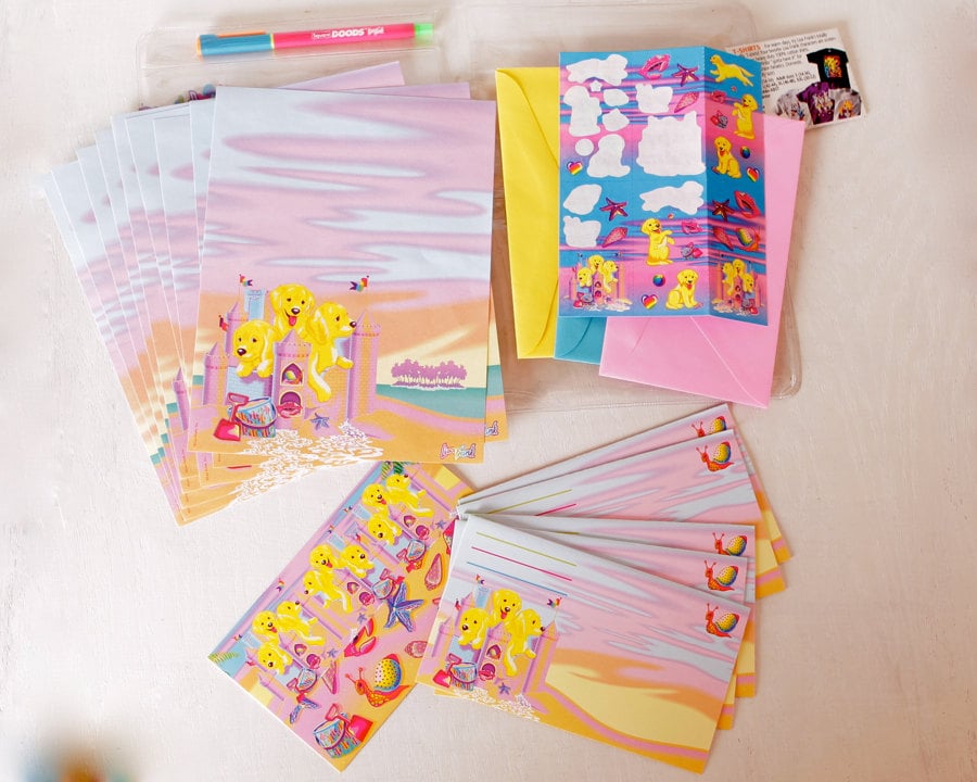 Give a nostalgic hello to a childhood friend with this vintage Lisa Frank stationery set ($18).