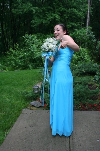 "Blue always has and always will be my favorite color, so I knew I had to wear a blue gown for my last big dance. This dress was one of the first I tried on — it was a perfect fit. The Grecian-style top really worked on my smaller bust, and the bottom flowed out just enough that I could comfortably bust a move on the dance floor. If I ever get married, I would love to wear a white version of this gown."
— Leah Rocketto 