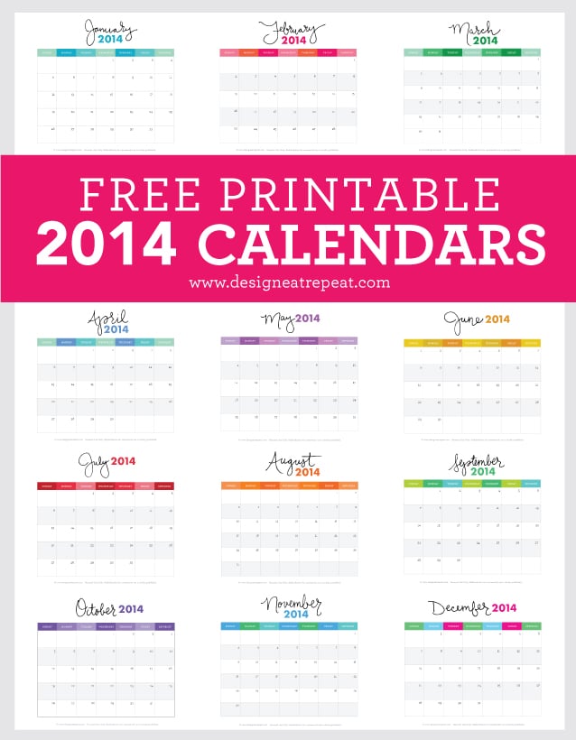 Colorful 2014 Calendar