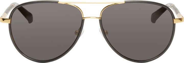 The Row Black & Gold Linda Farrow Edition Aviator Sunglasses ($495)