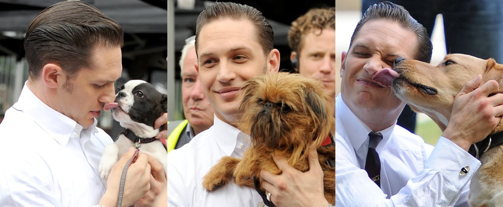 Tom Hardy With a Dog on the Set of Legend