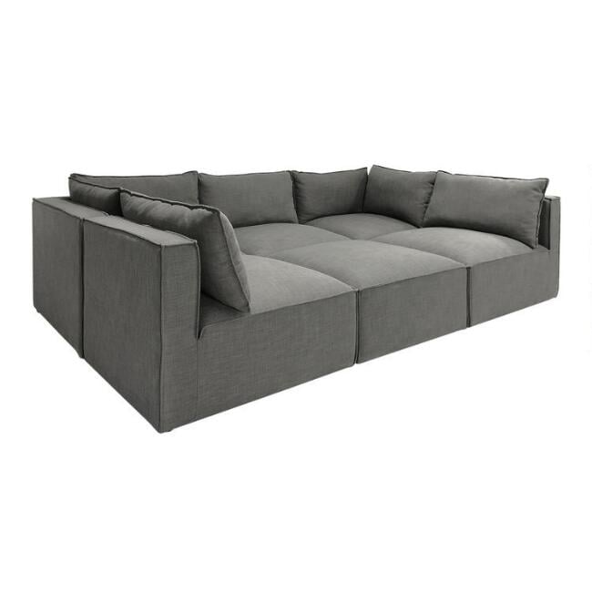 Gray Tyson 6 Piece Modular Pit Sectional Sofa