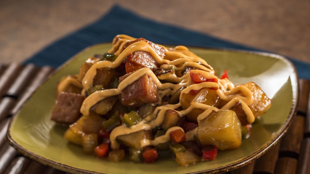 Hawaii: Teriyaki-Glazed Spam Hash With Potatoes, Peppers, Onions, and Spicy Mayonnaise