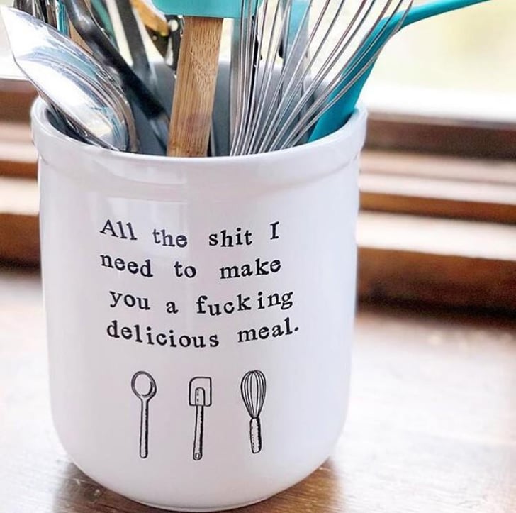 "All the Sh*t I Need" Ceramic Utensil Holder Sarcastic Home Decor For