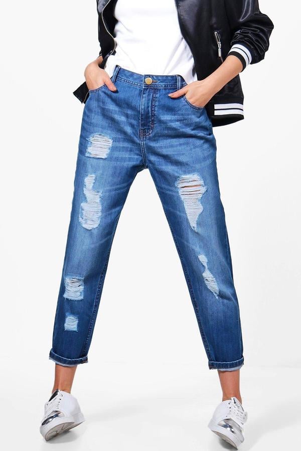 Boohoo Jenny Low Rise Distressed Mom Jeans
