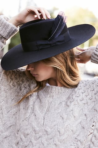 Free People Van Palma Bandidas Feather Band Hat