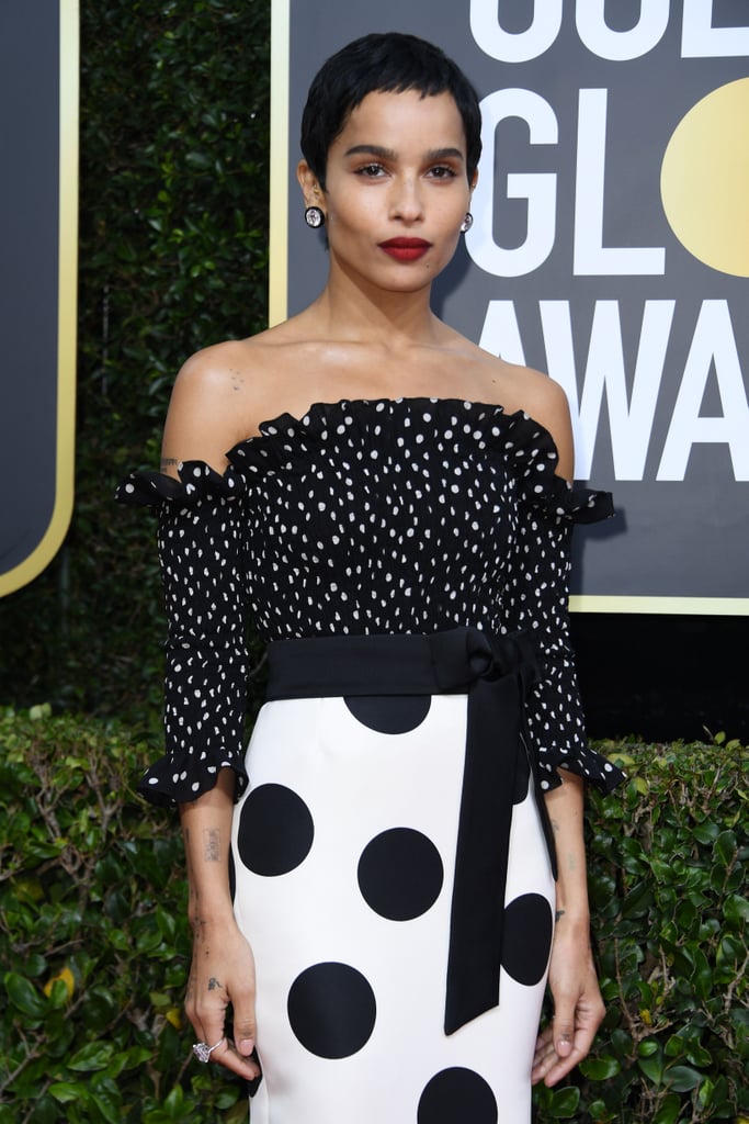 Zoë Kravitz Wearing a Polka-Dot Gown at the Golden Globes