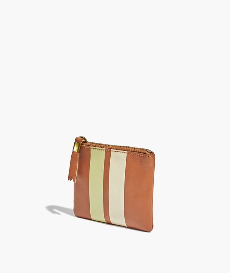 Striped Leather Pouch Wallet