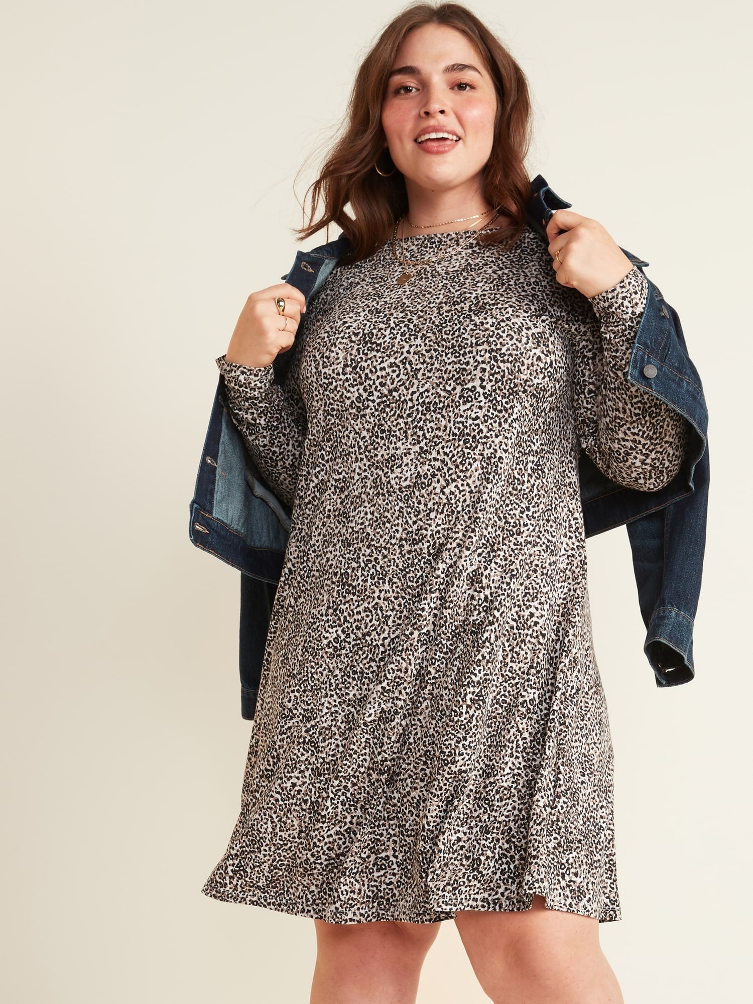long sleeve jersey swing dress