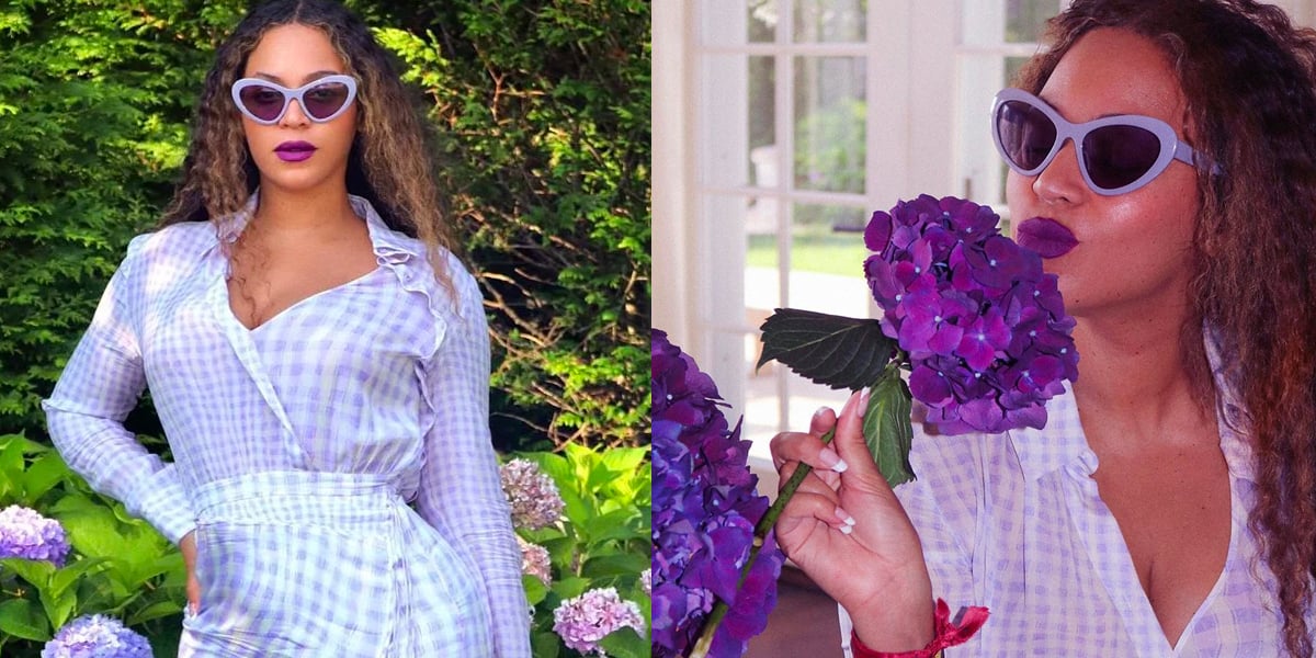 Beyoncé Wearing a Purple Gingham Altuzzara Dress August 2019 | PS UK ...