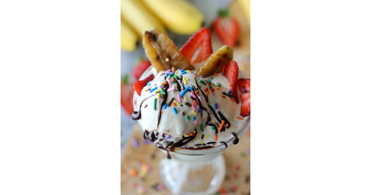 Grilled Banana Ice Cream Sundae Grilled Dessert Recipes POPSUGAR