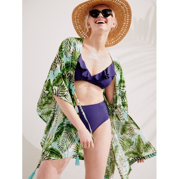 2022 New High Waist Leaf Printed Bikini Set Two Piece Swimsuit Women  Beachwear Swimwear Bathing Suit