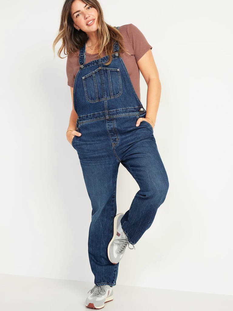 Overalls Slouchy Straight Workwear Dark-Wash Jean Overalls