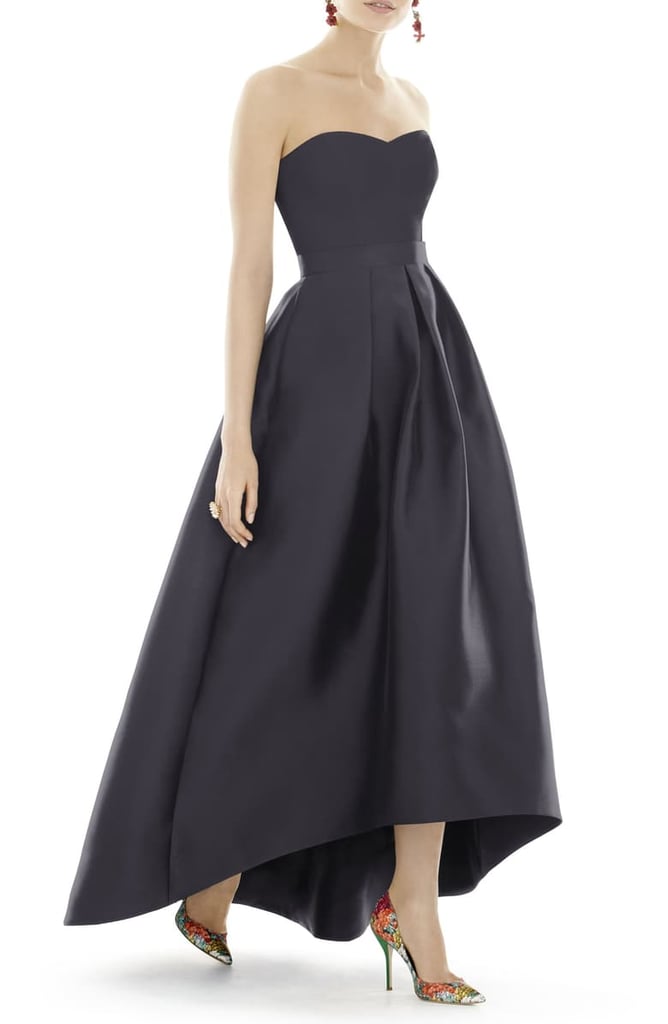 Alfred Sung Strapless High/Low Sateen Twill Gown