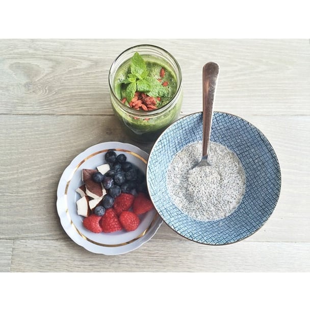 If you're a purist, keep things simple, but serve your chia pudding with a fruit salad on the side. 
Source: Instagram user annamoiselle