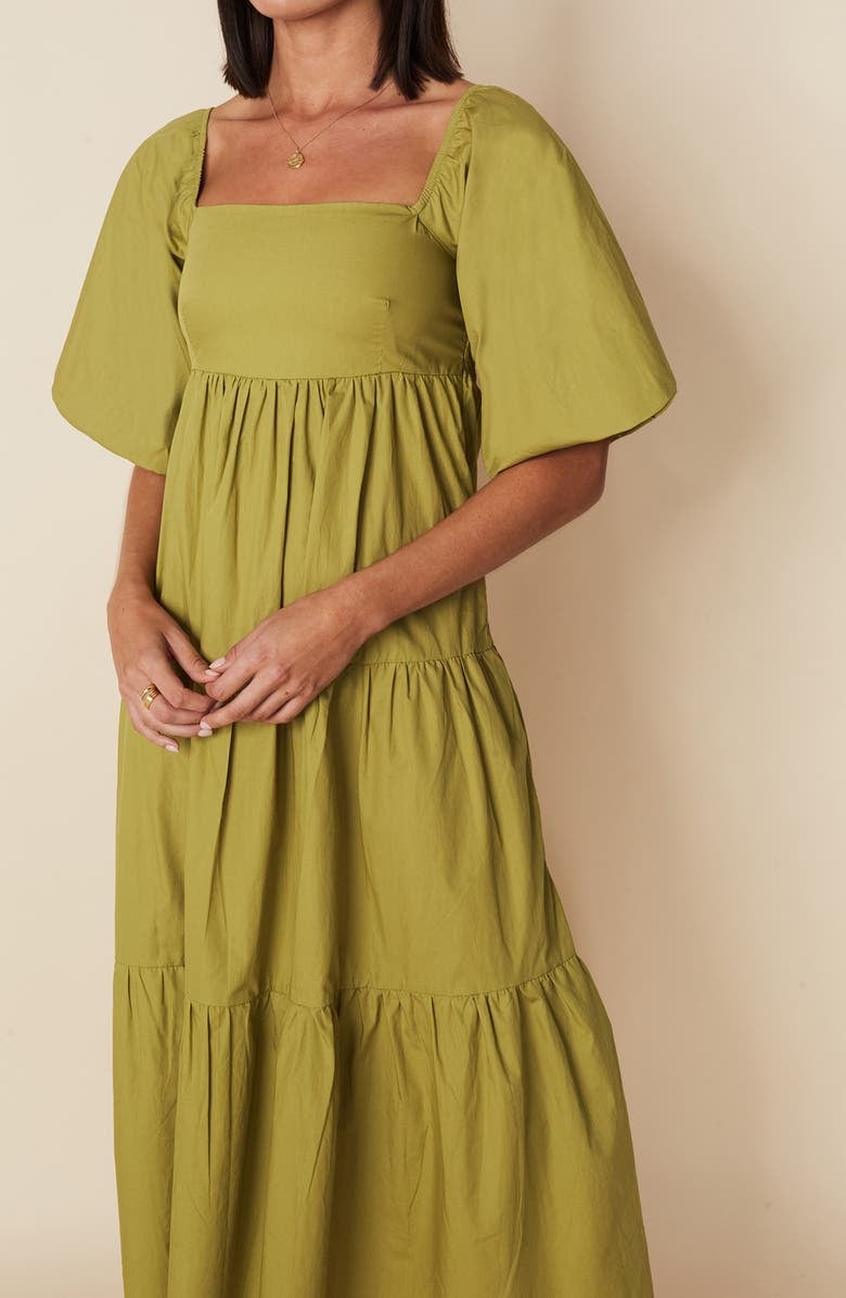 Faithfull the Brand Kiona Tiered Cotton Midi Dress