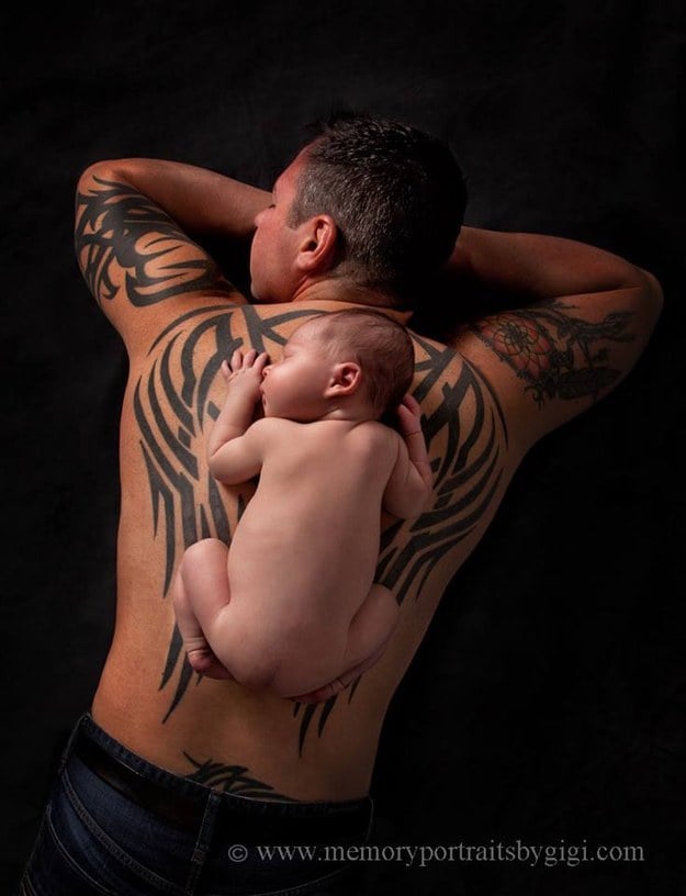 Baby Poops on Dad During Newborn Photo Shoot