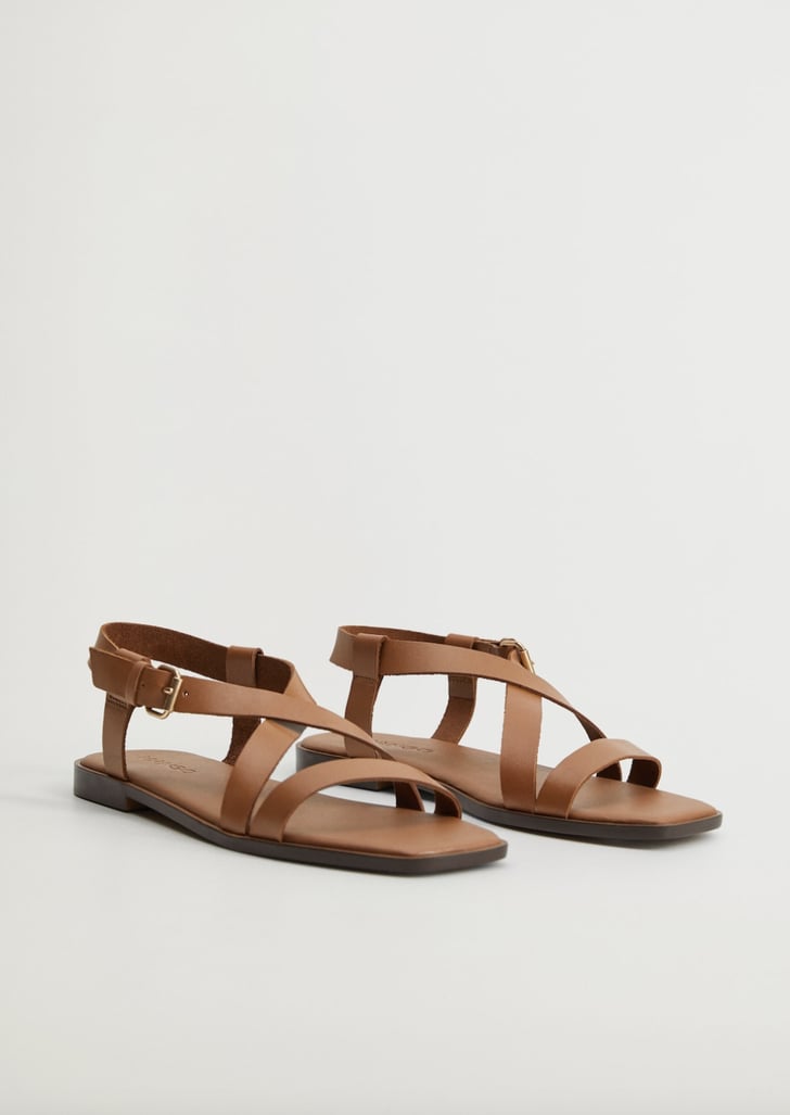 Leather straps cheap sandals mango