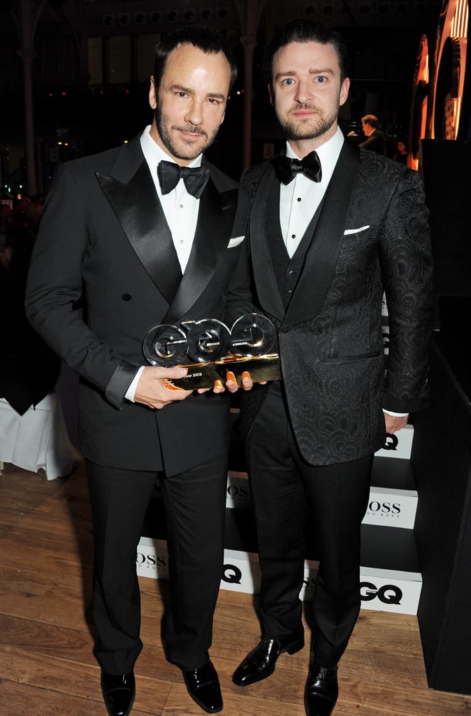 When presenting a statue to Tom Ford at the GQ Men of the Year Awards, Justin upped his game for the occasion.