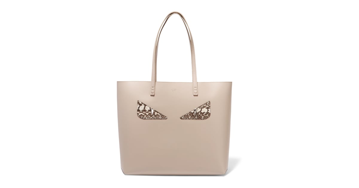 Fendi Shopper ElapheTrimmed Leather Tote (1,600) Cute Work Bags