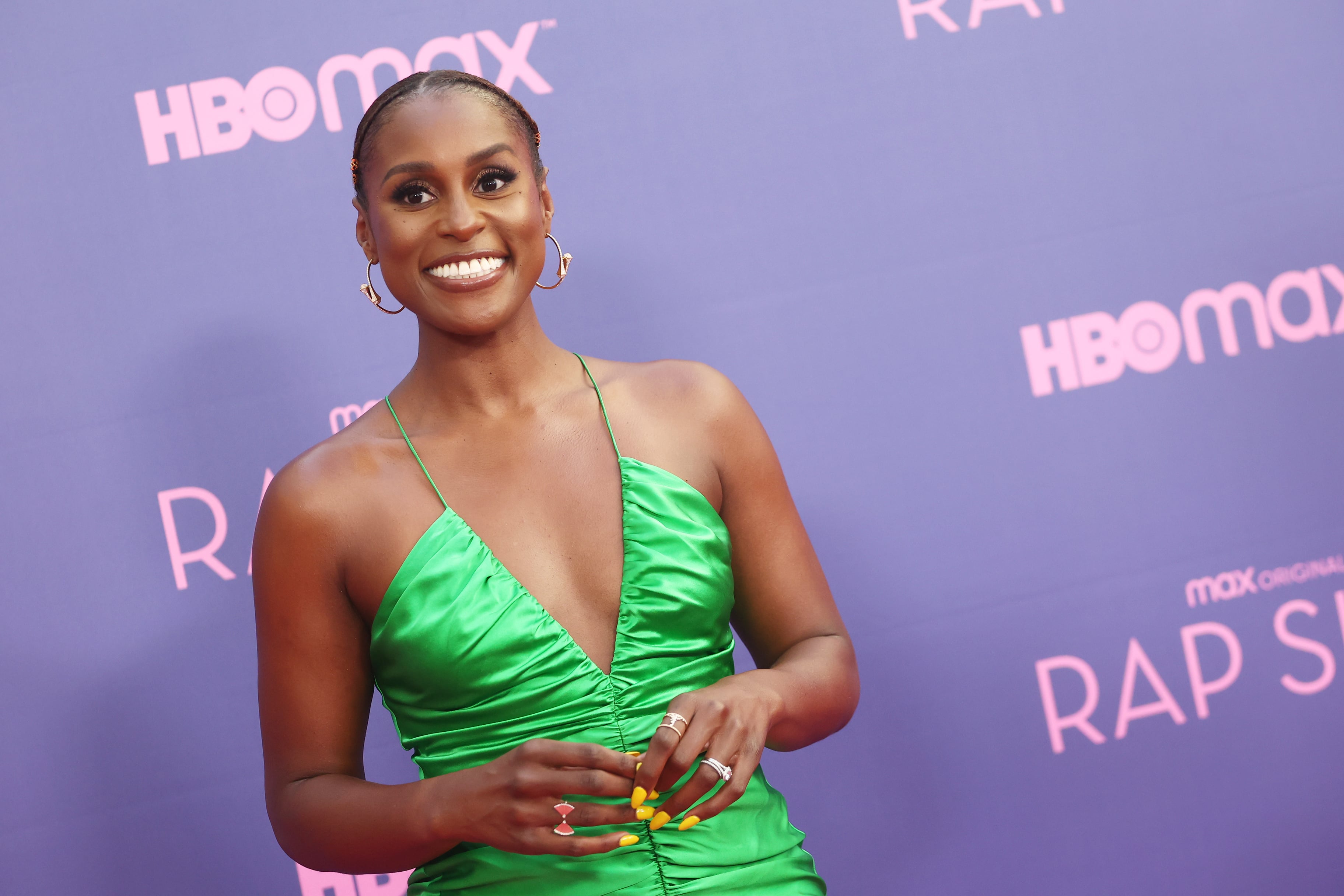 Issa Rae's Metallic Green Minidress at the Rap Sh!t Premiere | PS Fashion