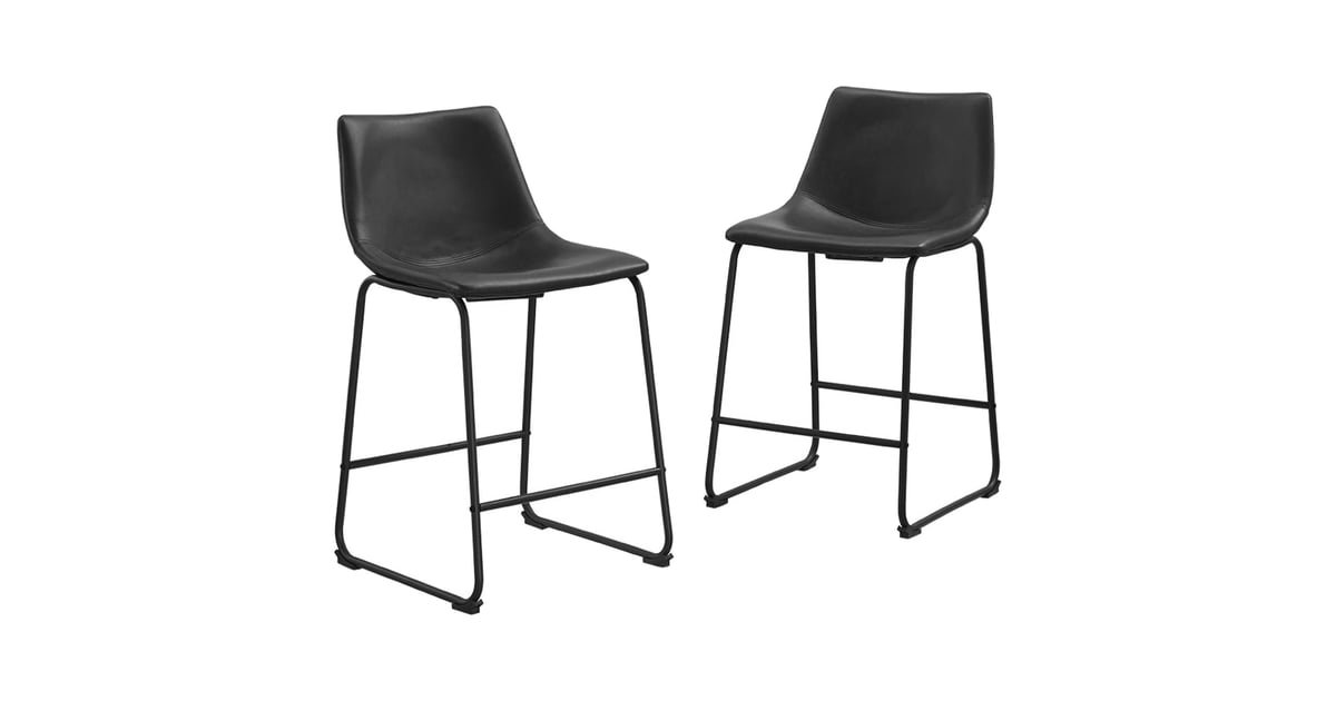 Saracina Home Set Of 2 Faux Leather Dining Kitchen Counter Stools The