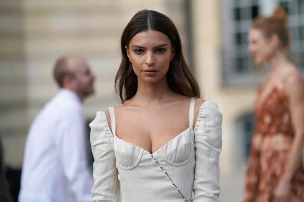 Emily Ratajkowski Wearing White Brock Collection Dress