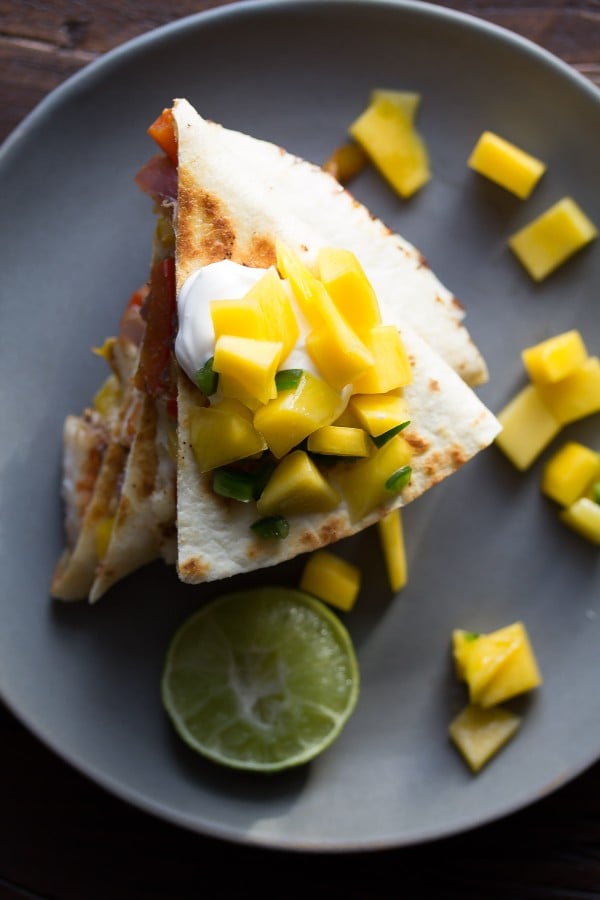 Jamaican Shrimp Quesadillas With Mango Salsa