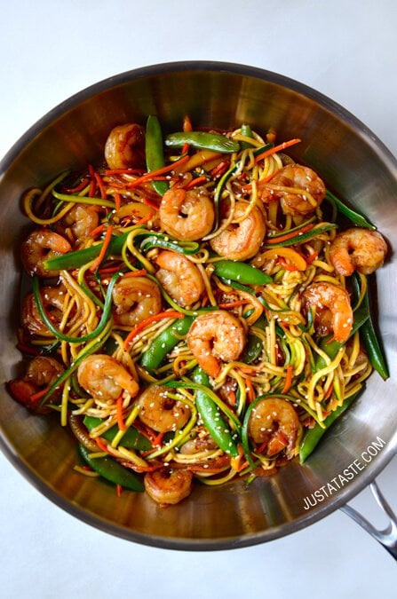 Asian Zucchini Noodle Stir-Fry With Shrimp