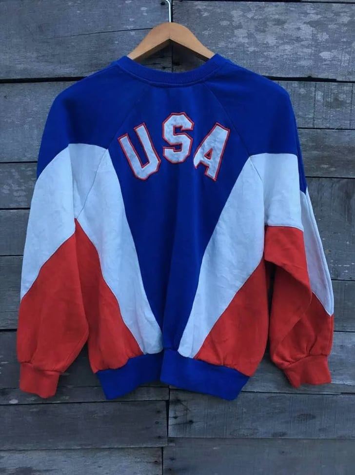 Etsy 83vintageshop Vintage Adidas USA Olympic Team Sweatshirt | Kendall Jenner's American Flag Sweater? It's Vintage, Kiddos | POPSUGAR Photo