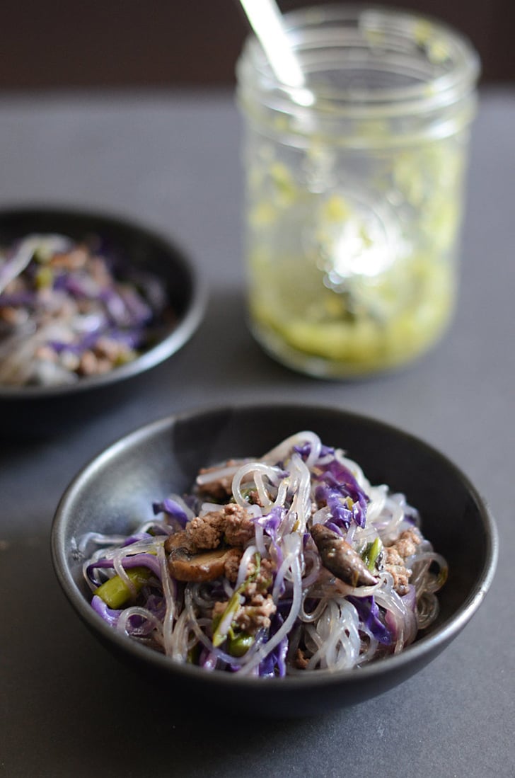 Ginger Scallion Beef Stir-Fry With Red Cabbage and Mushrooms