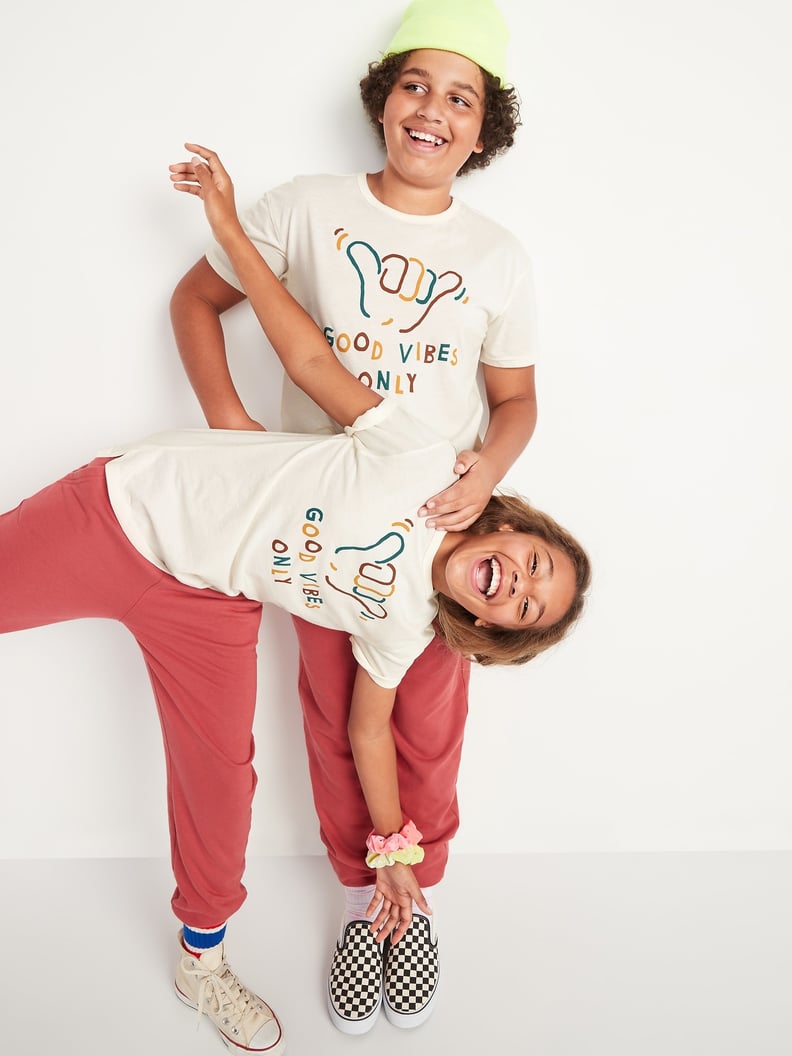 Gender-Neutral "Good Vibes Only" Graphic Short-Sleeve Tee For Kids