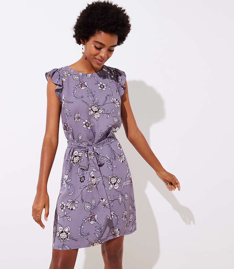 LOFT Lilac Garden Button Flutter Dress