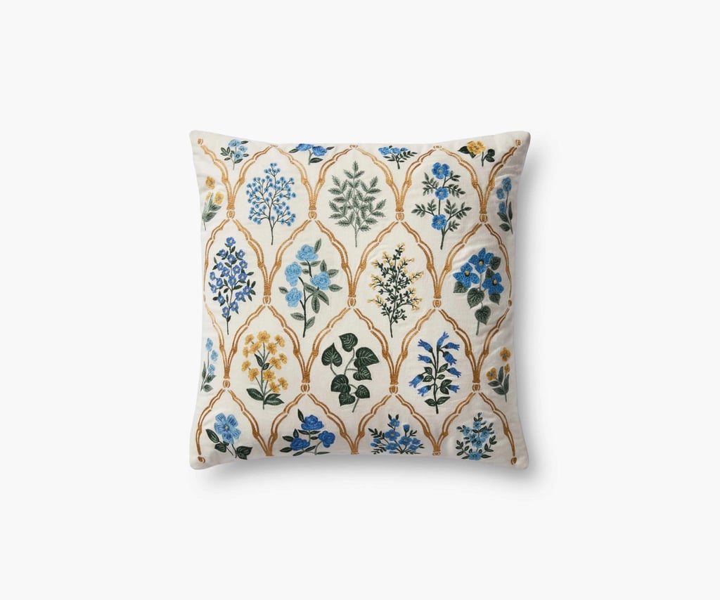 Blue Accents: Rifle Paper Co. Cream Hawthorne Embroidered Pillow