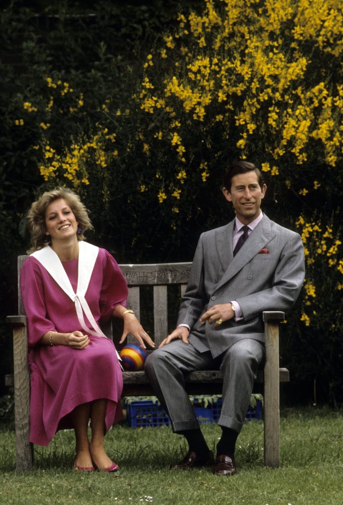 The couple sat on a bench in Kensington Palace Gardens in 1984 in England.