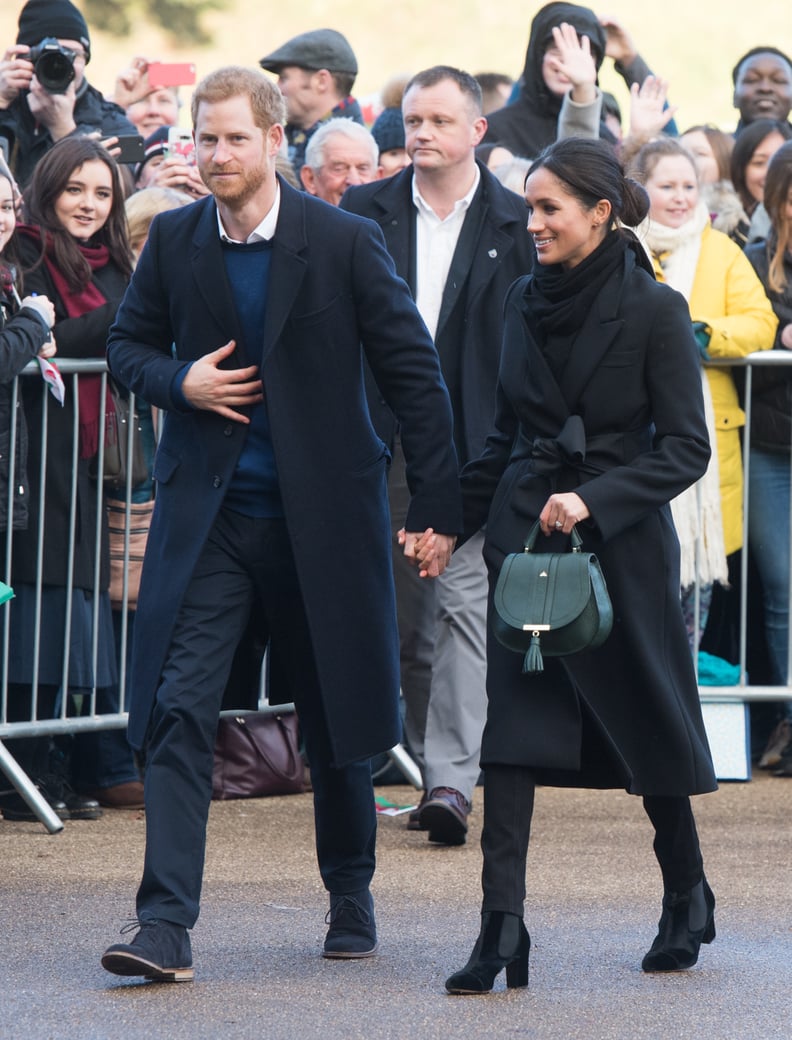 CARDIFF, WALES - JANUARY 18:  Prince Harry and fiance Meghan Markle visit Cardiff Castle on January 18, 2018 in Cardiff, Wales.  (Photo by Samir Hussein/Samir Hussein/WireImage)