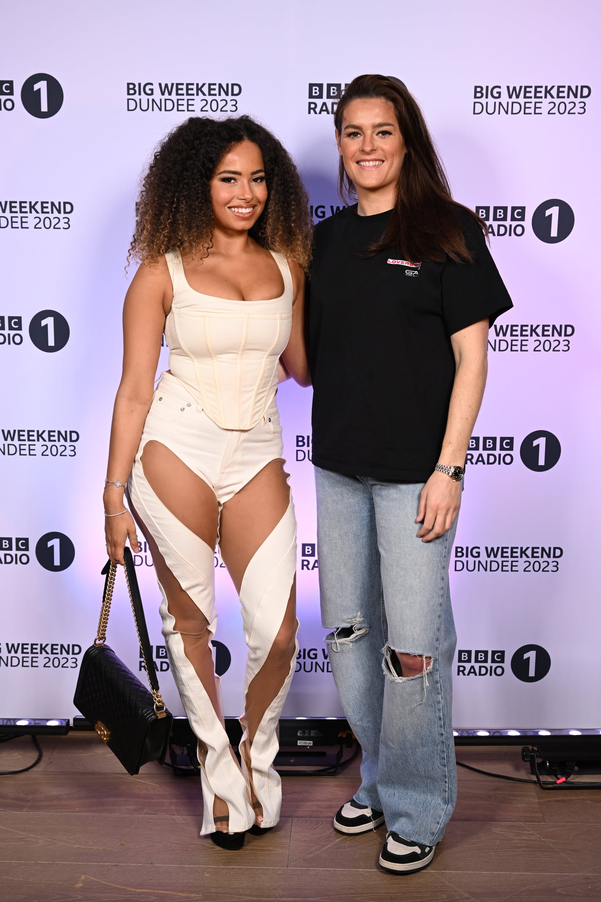"Love Island" star Amber Gill and Jen Beattie attend Radio 1's Big Weekend Launch Party (Photo by Jeff Spicer/Getty Images)