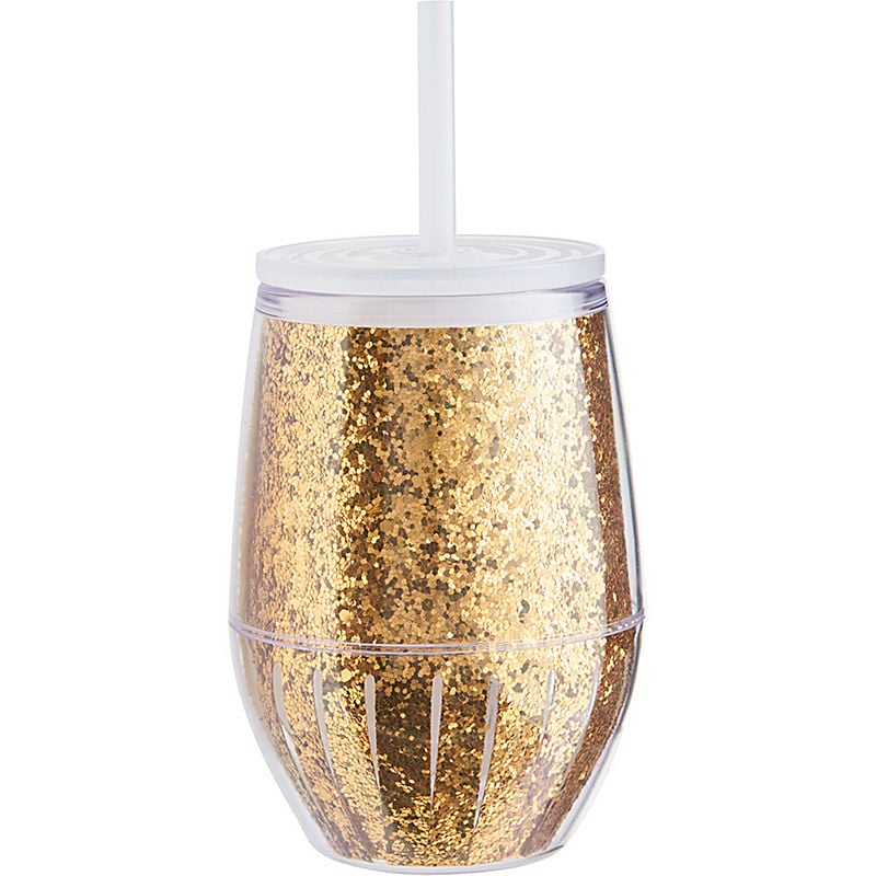 Gold Glitter ToGo Wine Tumbler (13) Glittery Kitchen Gifts Under