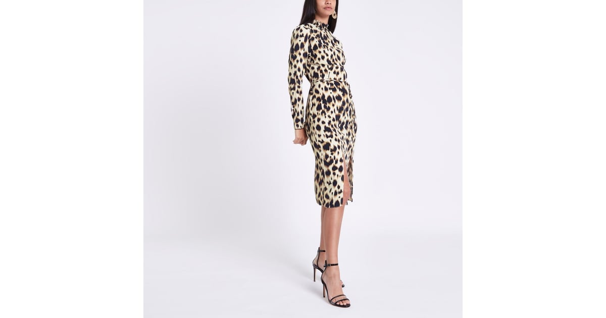 River Island Leopard-Print Tie Waist Midi Dress | Victoria Beckham's Leopard-Print Dress 